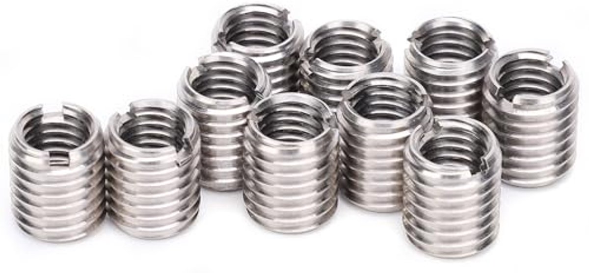 10 Stks Inner M8 * 1.25 Buitenste M10 * 1.5 Lange 12 MM Bodem Gat 9.0 MM Rvs Insert Moer Reparatie Mouw Schroefdraad Bus Schroef Verminderende Conversie Tool