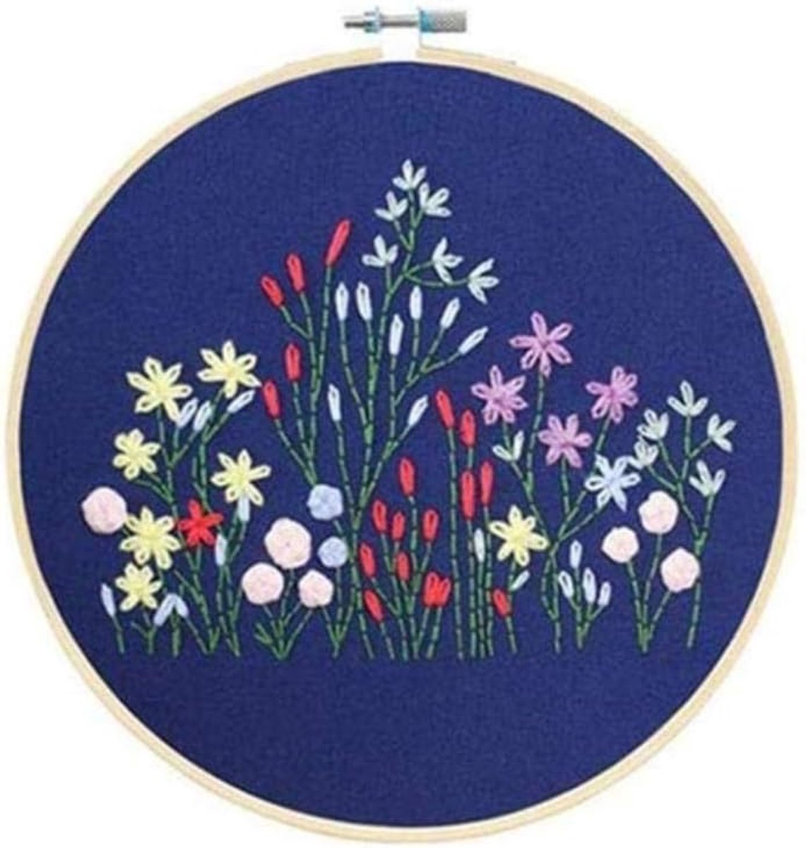 beginner bloempatroon borduurdoek kleurenlijn gereedschapsset 30x30cm, bloem