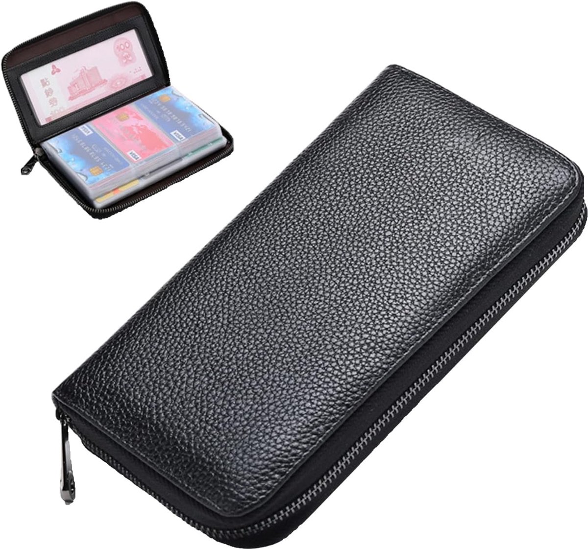 Creditcardhouder voor Dames Met RFID-Bescherming, Kaartenetui Met 60 Kaartvakken - Zwart, 19.5x10x3CM