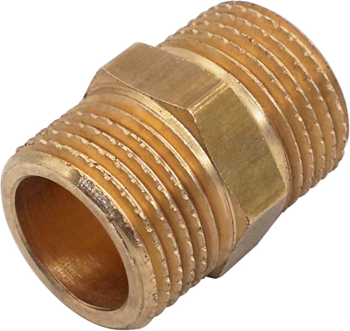 (2 stuks) Messing Hex Tepel Fitting 3/8" x 3/8" Externe Draad, Messing Pijpmontage, Mannelijke BSP Draad