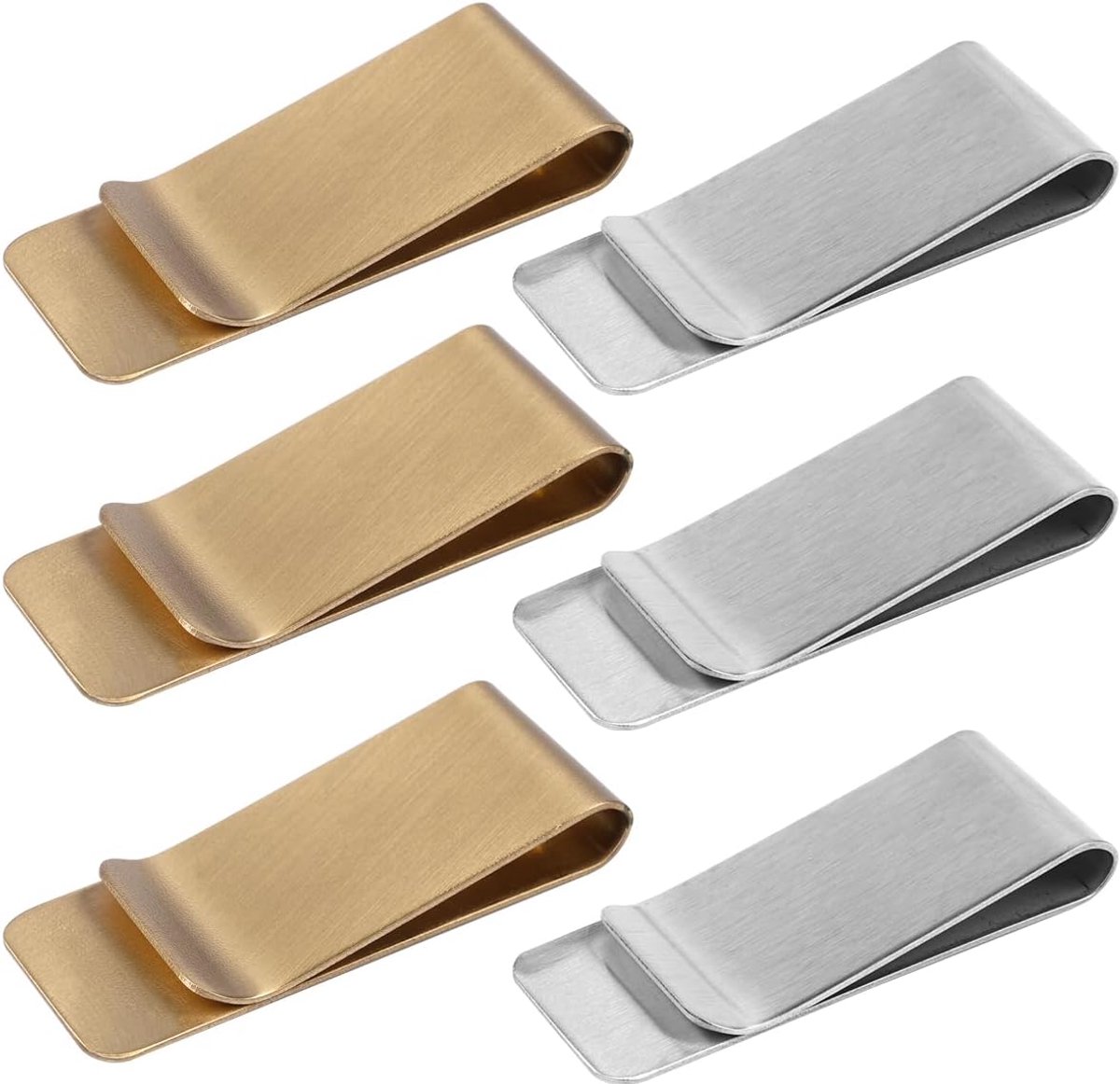 Geldclips van roestvrij staal, stijlvolle en creatieve mini-bankbiljethouder voor mannen, slanke portemonnee, kaart- en tickethouder, zilver- en gouden kleuren, 52x20x0,8 mm