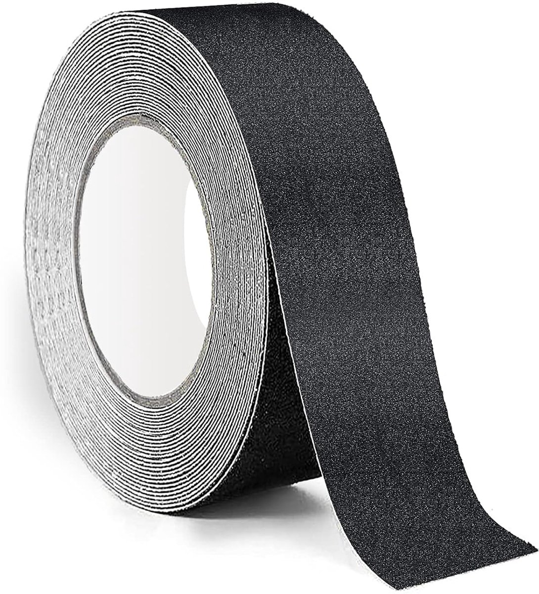 plakband, antislipstrip met zelfklevend, antislipband voor trappen, treden, vloerbedekking, sterke antislipband, zelfklevend (2,5 cm x 20 m, zwart)