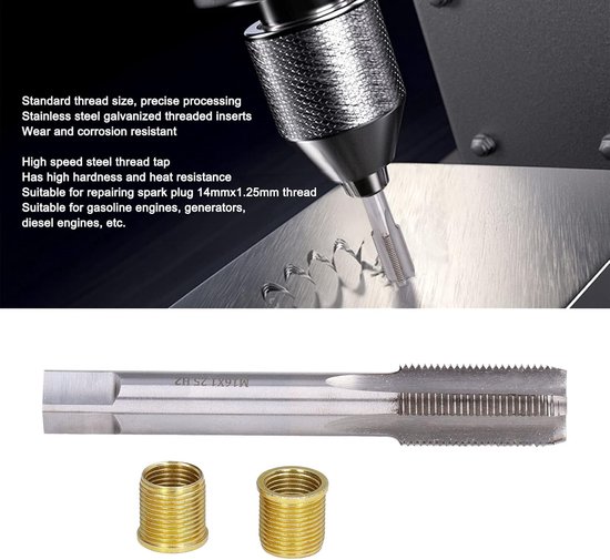 Reparatieset, 11-delig, M14X1.25 en M16X1.25, Snelstaal Tap en Inzetstukken — afbeelding 3