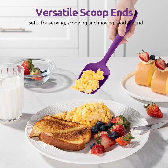 Voedselveilige Anti Aanbak Siliconen Spatel Set van 4 (Paars) - 315℃ Hittebestendige Flexibele BPA-vrije Non-stick Komschraper, Naadloos Rubberen Keukengerei voor Bakken, Koken, Schrapen — afbeelding 5