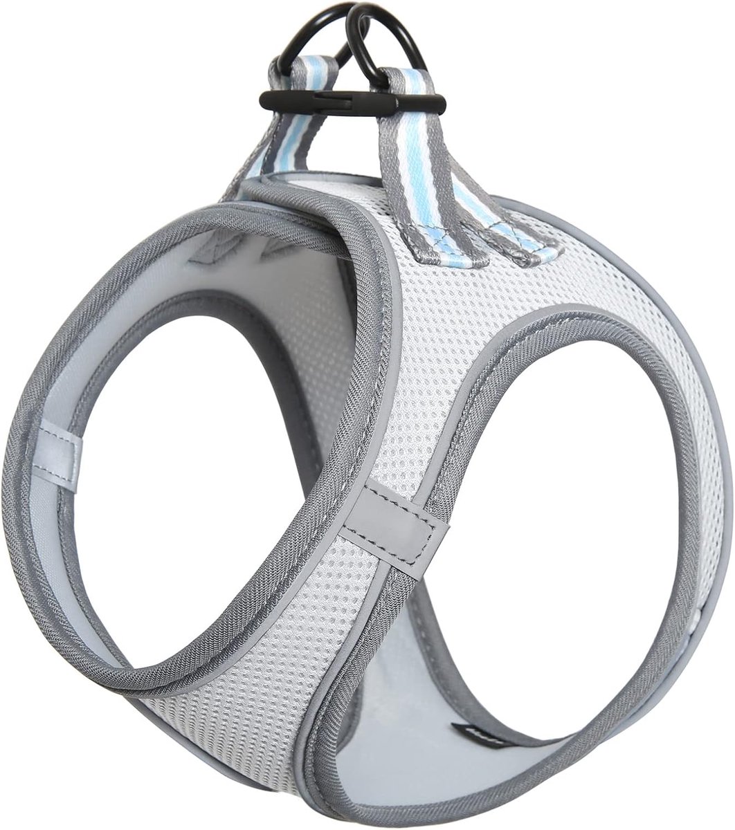 Hondentuig Puppies Kleine en Middelgrote Hond Step-in Zacht Mesh Harnas Reflecterend Lichtgewicht Ademend Zichtbaar in het Donker Harnas, Comfort voor Wandelen Training, Grijs, L