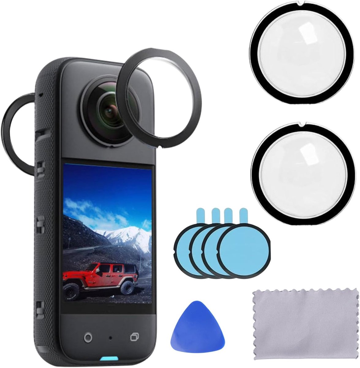 Lens protector voor Insta 360 X3 - Verwijderbare lenzenbescherming - HD transparant - SnelShoppen