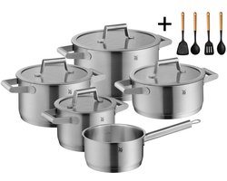 WMF Pannenset Comfort Line 5-Delig Inclusief GRATIS Cookinglife Kookgerei set - Kookpan ø 16, 20, 20 en 24 cm en Steelpan ø 16 cm