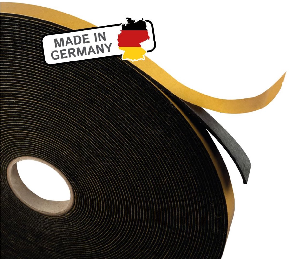 zelfklevend, 10 mm breed × 1,5 mm, 20 m, zwart, Made in Germany