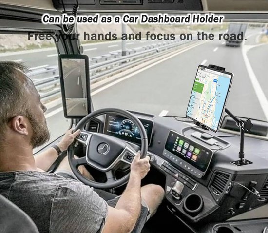 Wandhouder met Verstelbare Arm, Scharnierende Arm iPad Muurbeugel | Metalen Muur Tablethouder voor iPad Pro Air Mini, Switch, Lenovo, Galaxy Tab, Fire, Telefoon 4-13" — afbeelding 5
