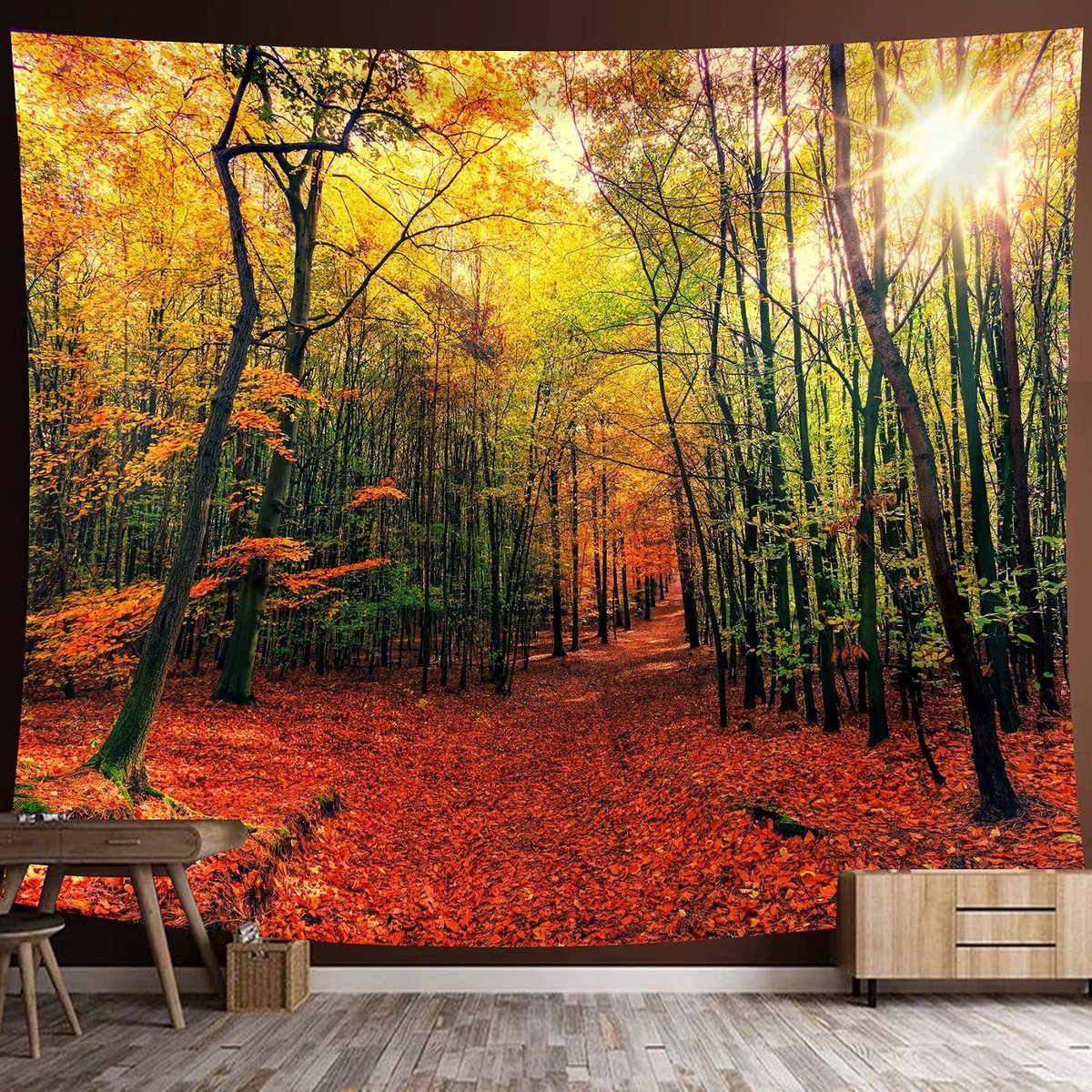 Zonsondergang Bos Boom Wandtapijt Wandtapijt Wandtapijt Natuur Landschap Patroon Print Strand Deken voor Slaapkamer Woonkamer Slaapzaal 150 x 130 cm