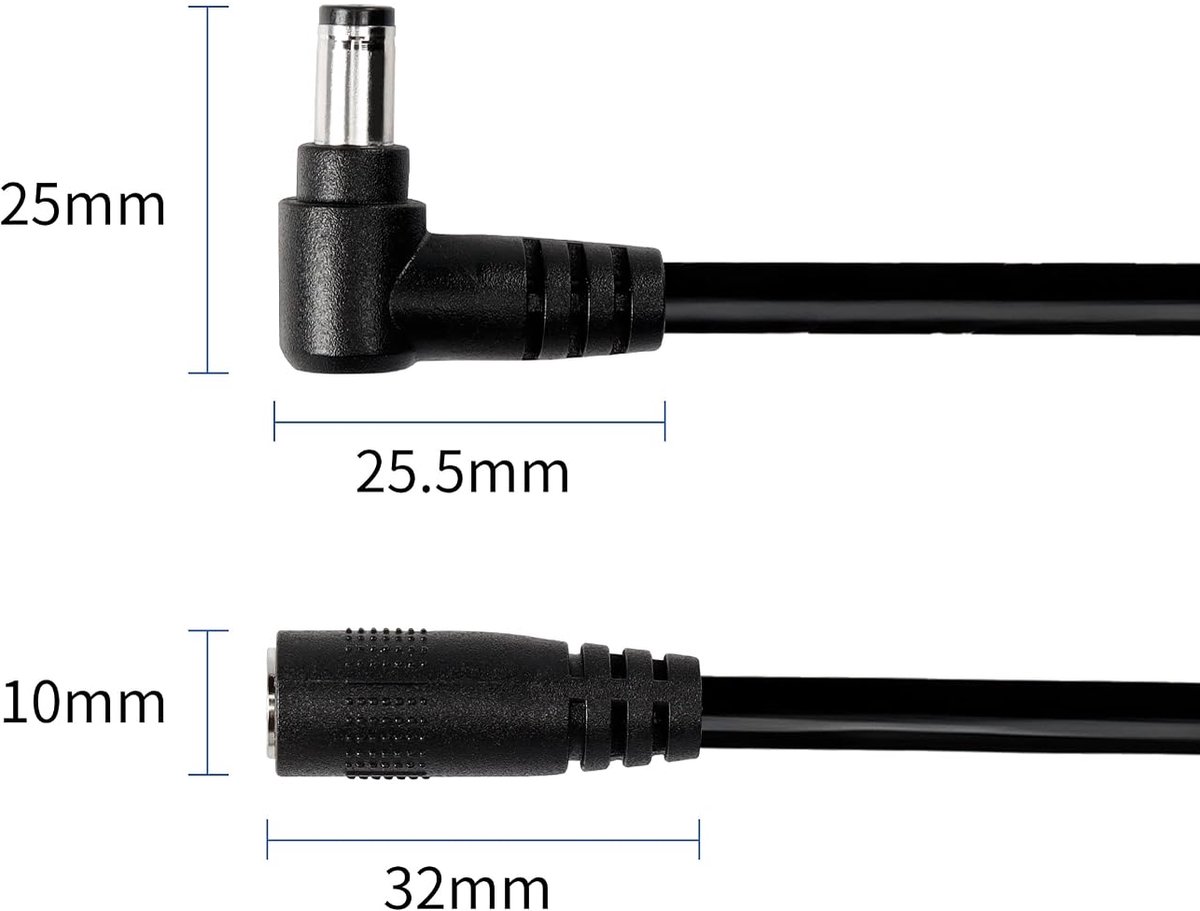 DC haakse spiraalkabel 2,1 mm x 5,5 mm stekker naar bus adapter verlengkabel voor 12 V CCTV bewakingscamera router LED-strip DVR monitor printer