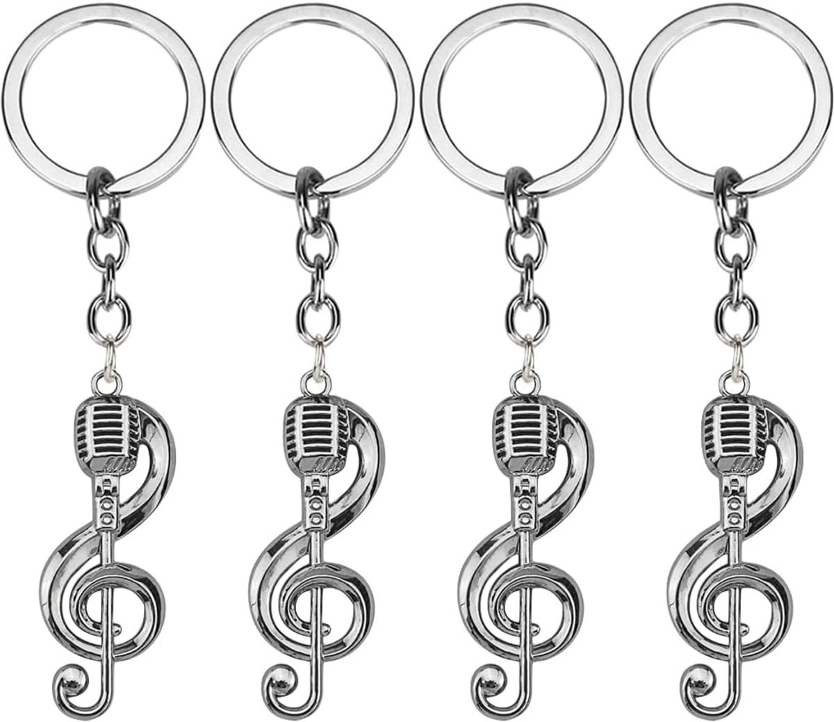 4 stuks muzieknoten sleutelhangers metalen muzikaal symbool sleutelhanger muziekthema partij sleutelhanger voor mannen vrouwen