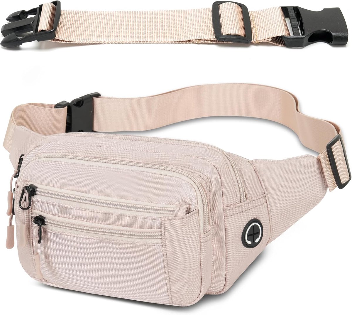 Heuptas voor heren en dames, sport, uniseks, met verstelbare riemverlenging, 30 cm en 6 zakken met ritssluiting, waterdichte riemtassen voor outdoor, wandelen, trekking, fietsen, reizen, Eén