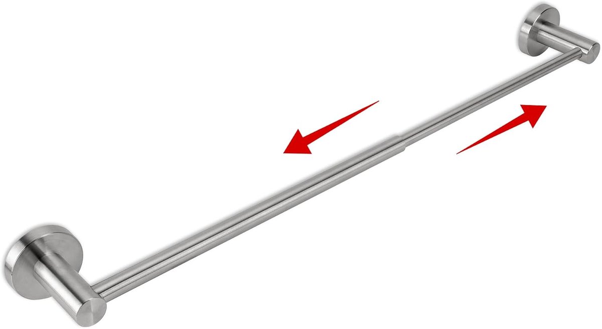 Verstelbare handdoekstang 30-53,1 cm - Badhanddoekenrek met SUS 304 roestvrij staal, zware wandgemonteerde handdoekstang, handdoekenrekken voor badkamer keuken geborsteld nikkel