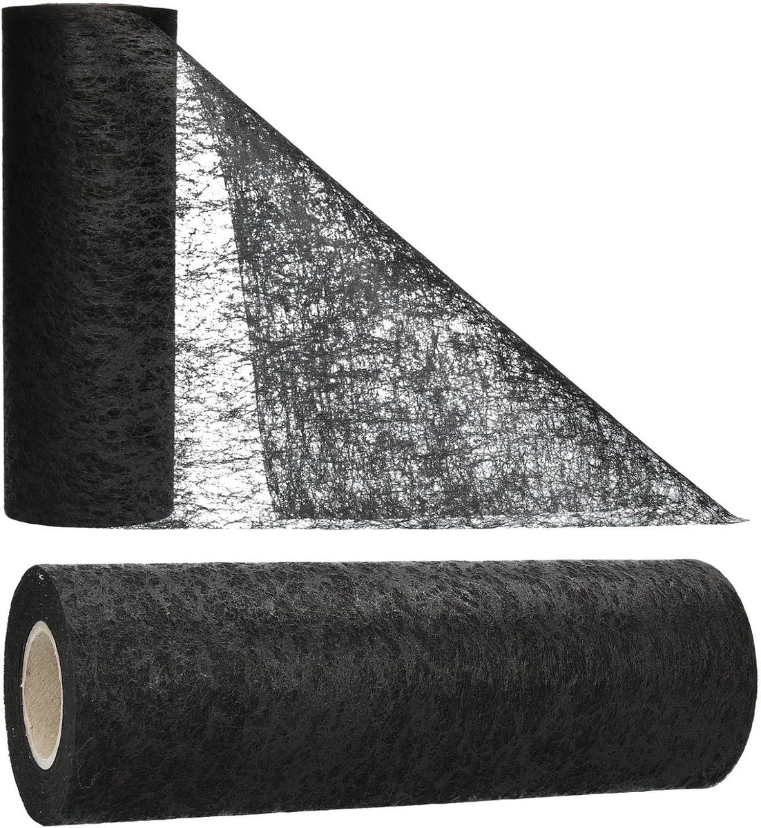 Tafelloper vliesstof tafellint bloem decoratie bruiloft communie 23cm/20m rol (zwart)