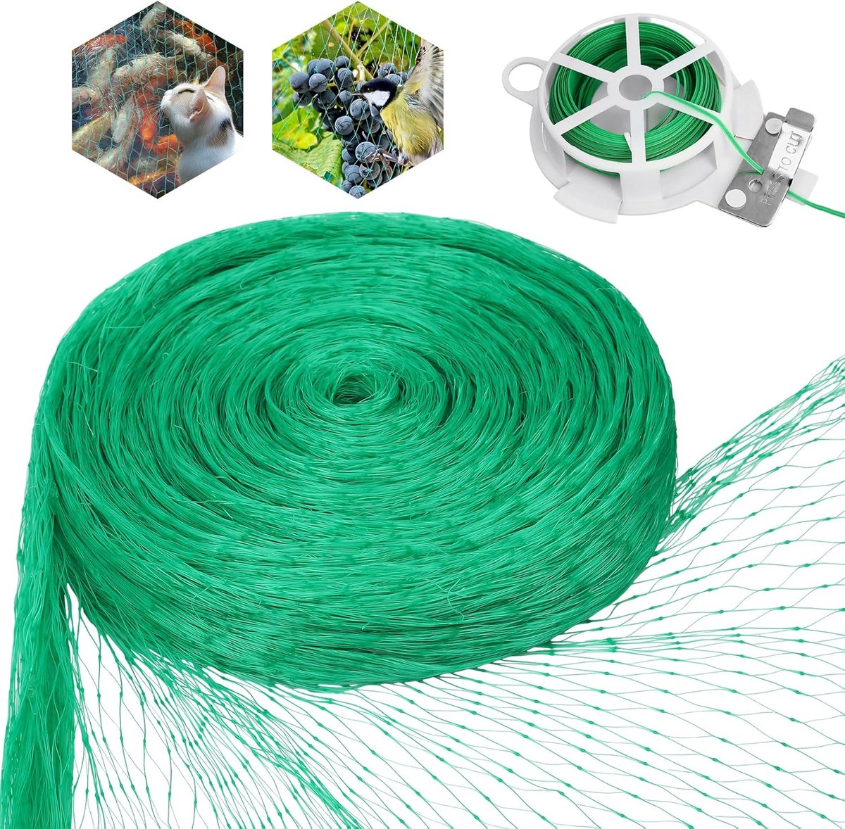 SnelShoppen - Bird Net, Fijnmazig Vogelbeschermingsnet, Balkon Net, Tuin Net, Fruitboom Net, Vijver Net, Blauw, 4 x 15 m, UV-bestendig, Duurzaam PE