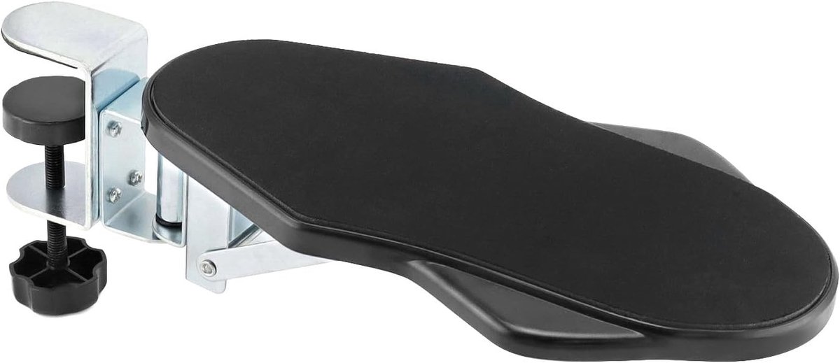 SnelShoppen - QWORK Rotating Armrest Cushion - Desk Extension voor Armsteun, 180° Draaibaar en 90° Vouwbaar, Ergonomisch, Memory Foam, ABS en RVS, Ges