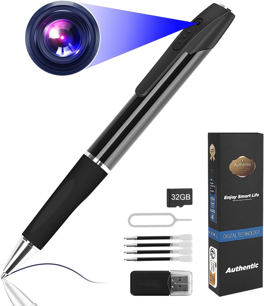 SnelShoppen - Mini Surveillance Camera 1080P - Draagbare Pen Camera met 32GB - Ideaal voor Thuis, Kantoor, en Vergaderingen