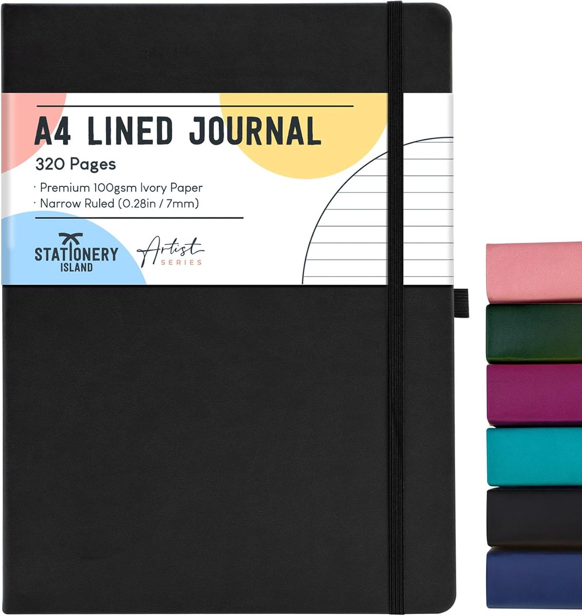 SnelShoppen - A4 Lined Notebook - 320 Pagina's Dikte Notitieboek - 100 g/m² Papier - Ideaal voor Schrijven, Studeren, Dagboek - Zwart