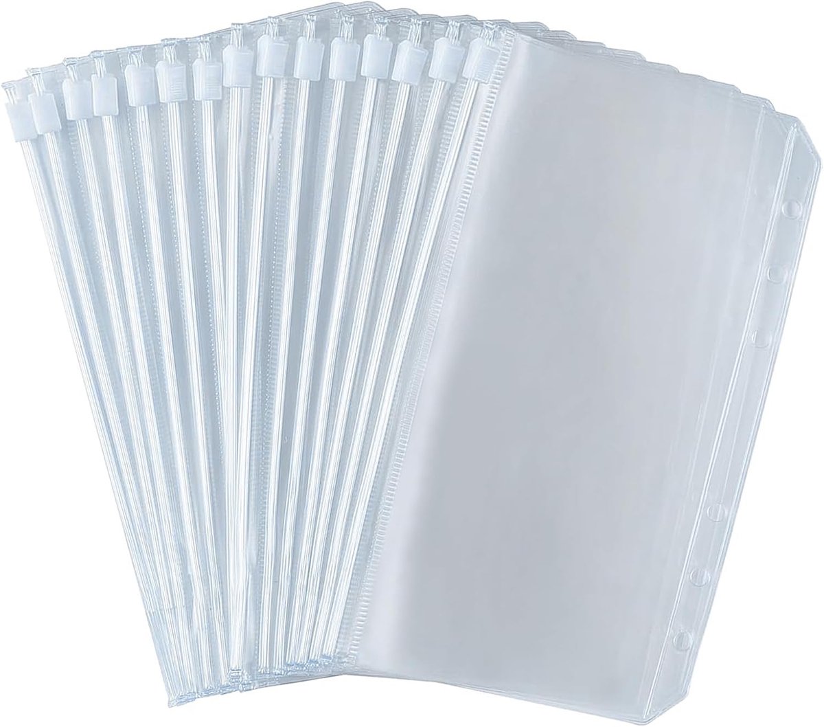 SnelShoppen - Pack van 30 A6 Binders met 6 Gaten Waterdicht PVC 6-Ringen Transparante A6 Enveloppen met Ritssluiting voor Documenten, Notities en Kaar
