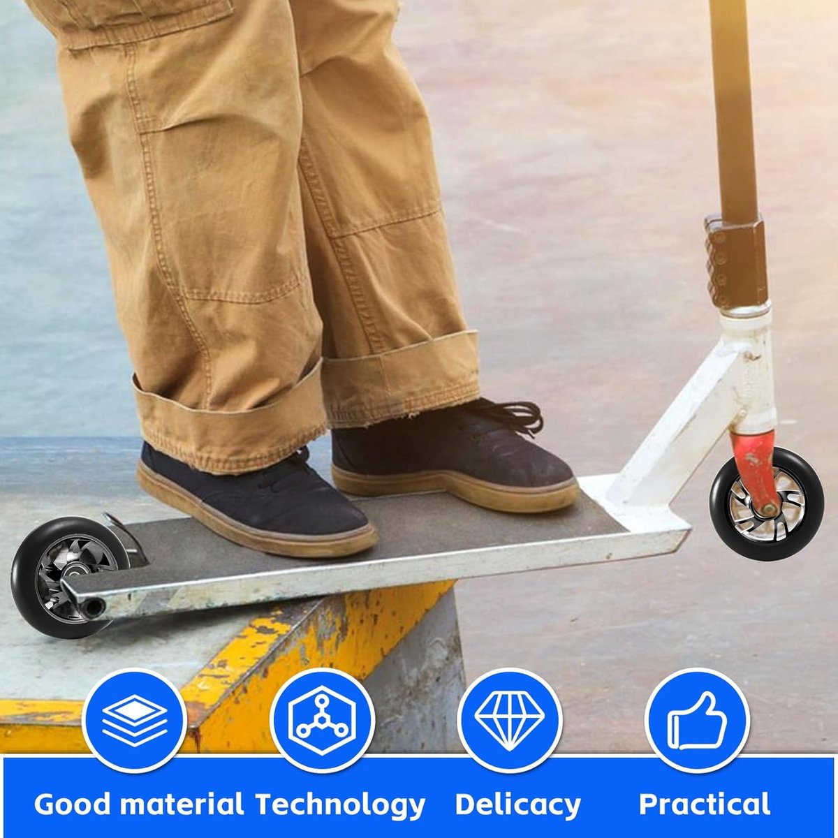 SnelShoppen - Scooter Wielen Set van 2, 120 mm met ABEC-9 Kogellagers, Duurzame Vervangingswielen voor Scooters, Zwart, Ideaal voor Scooter Accessoire