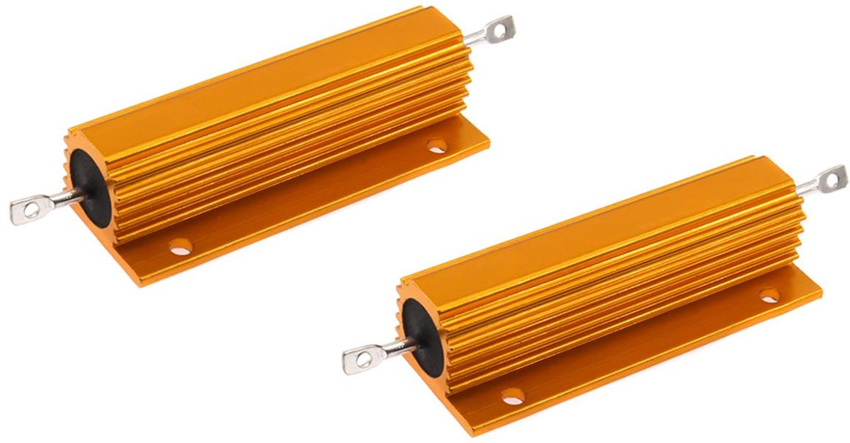 SnelShoppen - 2 Stuks 100W 5R Weerstand met Aluminium Behuizing 5 Ohm Aluminium Gouden Behuizing Draadweerstand Lastweerstanden Koeling