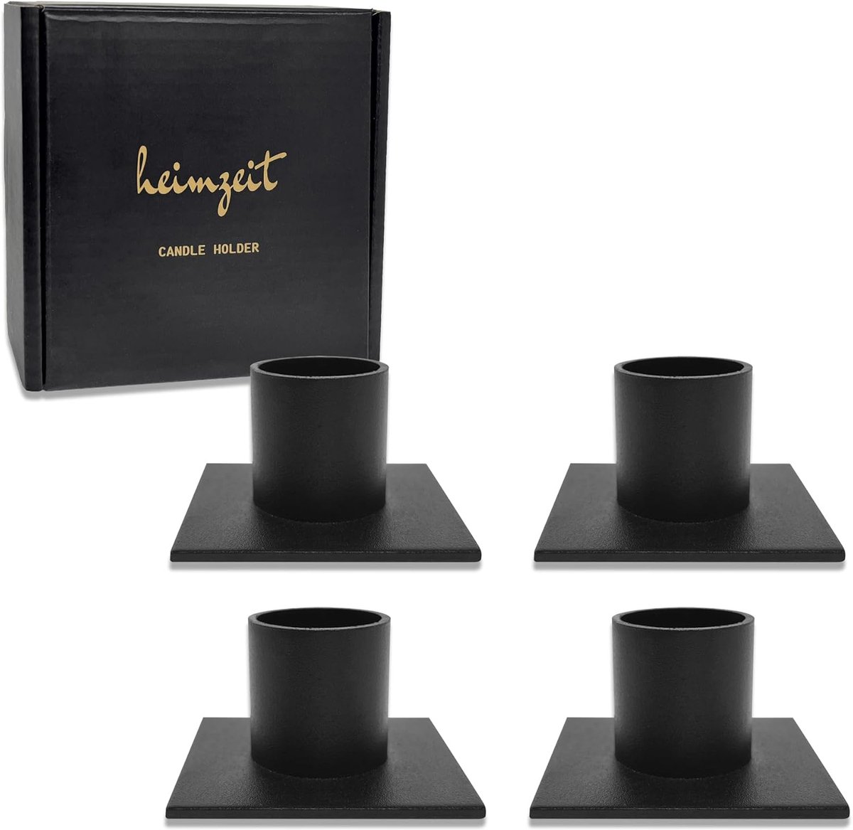 SnelShoppen - Candle Holder voor Rod Candles Ø22 mm, 4 Stuks, Zwart, Stijlvol Ontwerp, Kandelaar voor Elegante Kamerversiering, Ideaal voor Feesten en