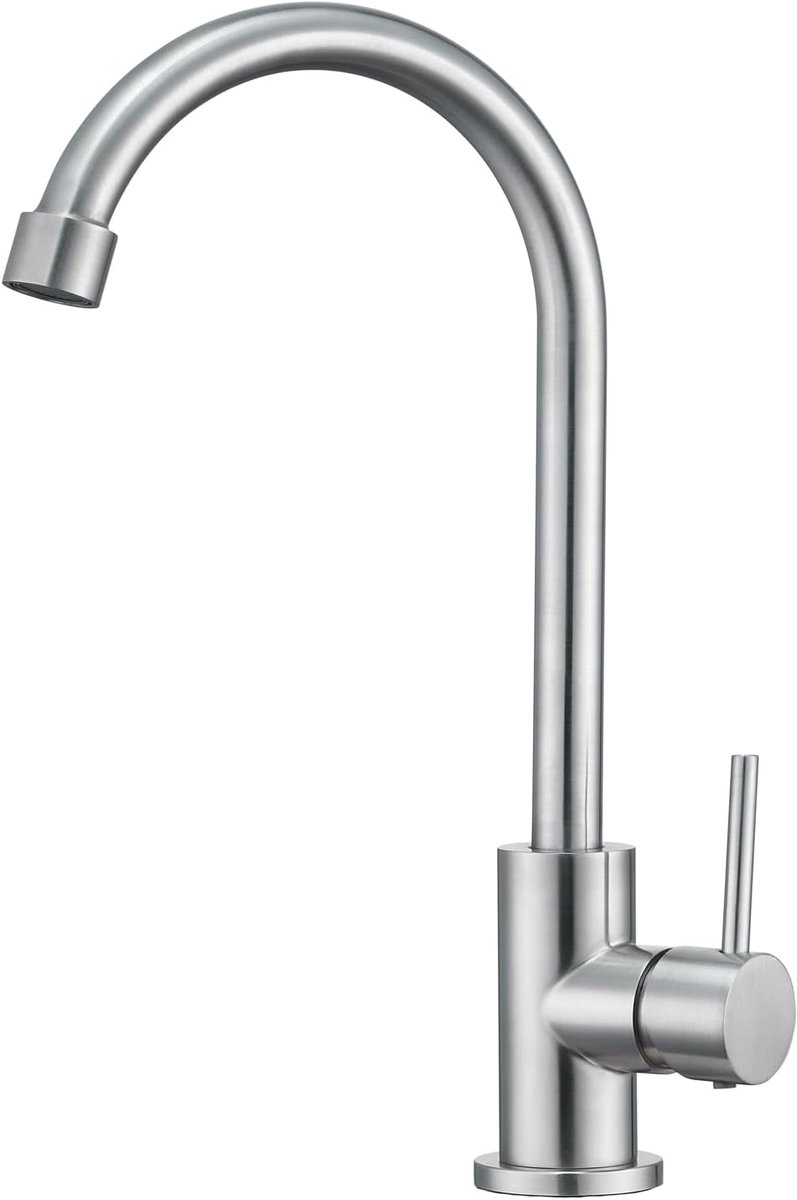 SnelShoppen - Keuken Mengkraan Koudwater - 360° Rotatie - RVS 304 Geborsteld Mat - Ideaal voor Keuken, Tuin, Motorhome en Buitenkeuken