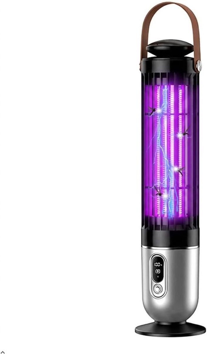 SnelShoppen - Elektrische Oplaadbare Insectenverdelger en Vliegenval 2-in-1 met UV-Lamp en Nachtlampje, Schemersensor, Muggenwerend, Insectenvanger in