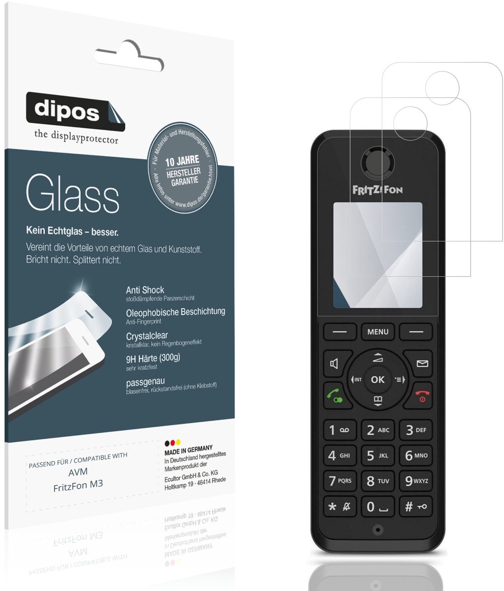 dipos – 2x Pantserfolie geschikt voor AVM FritzFon M3 | 9H Screenprotector