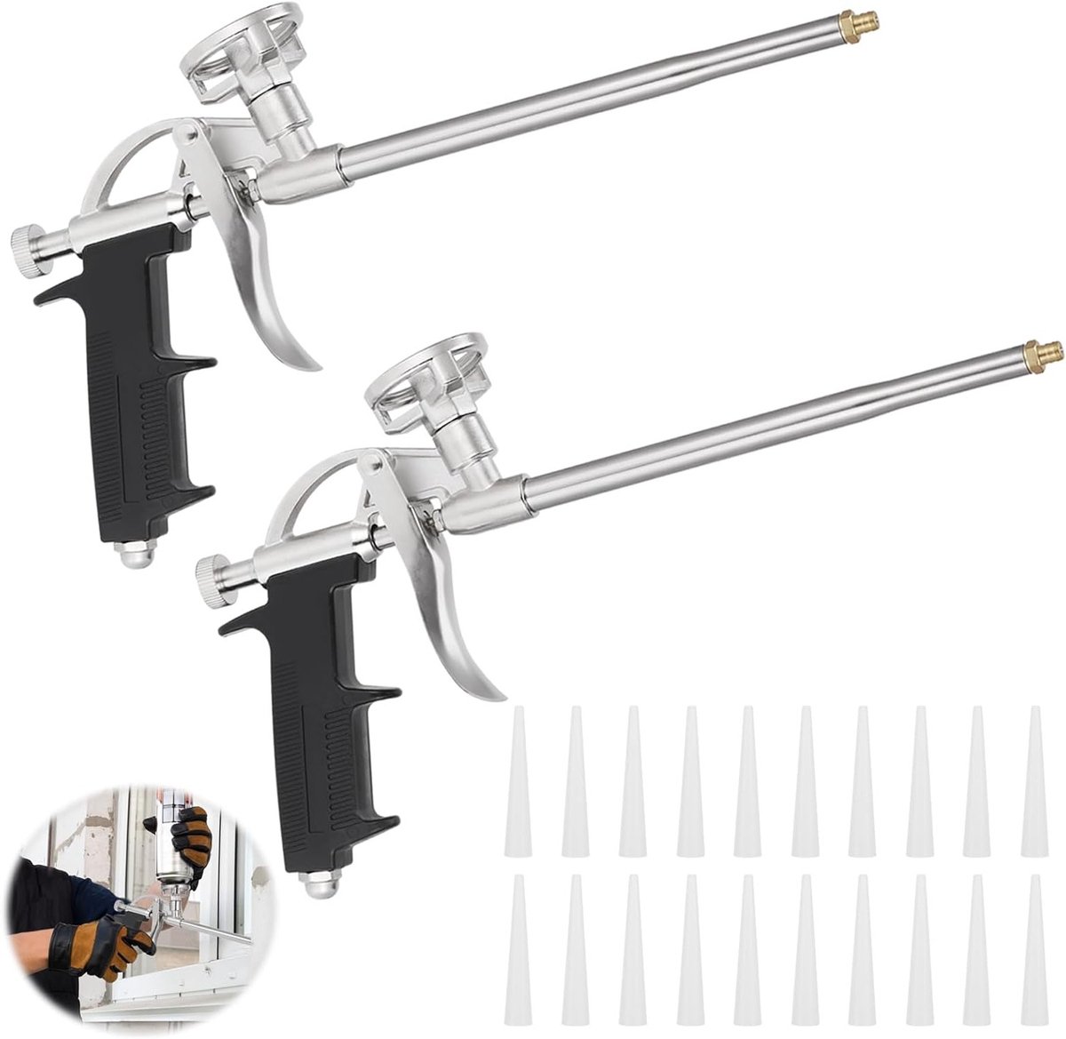 Professionele Expanding Foam Spray Gun met 20 Spuitmonden voor Isolatie, Vullen en Afsluiten