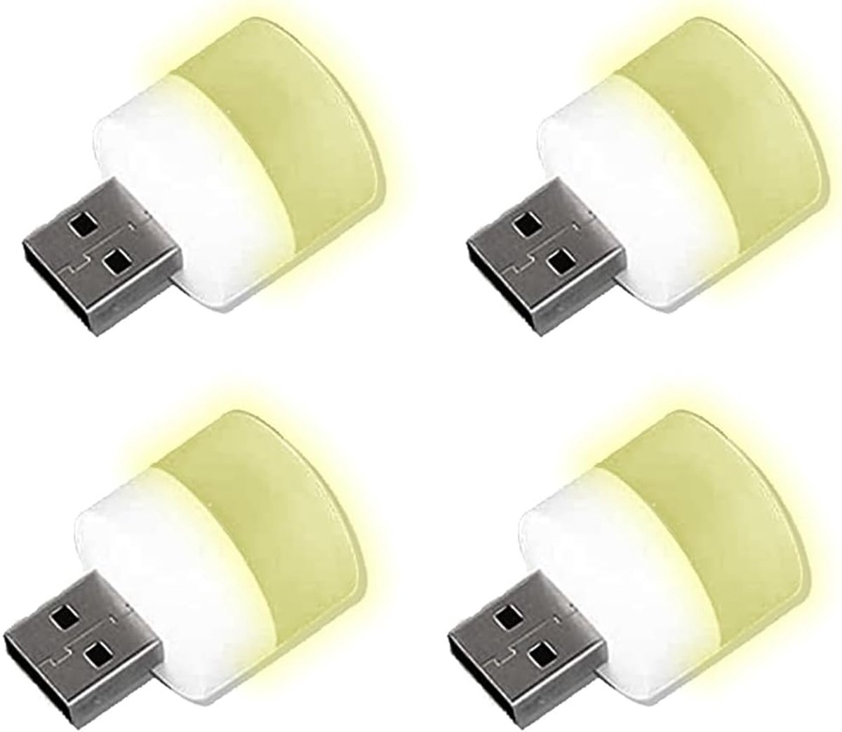 SnelShoppen - 4x Mini USB Licht - Dimbare Nachtlamp, Leeslamp, Stemming Verlichting, Energiezuinig 5V 1A, Compact en Draagbaar, Warm en Koud Wit, Perf