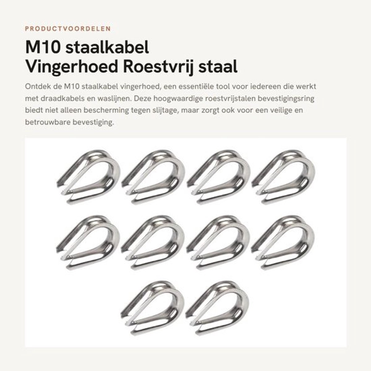 Staalkabel M10 - Roestvrij Staal 304 - Bevestigingsring - Kabelhuls - Slijtagebescherming - Geschikt voor Draadkabels