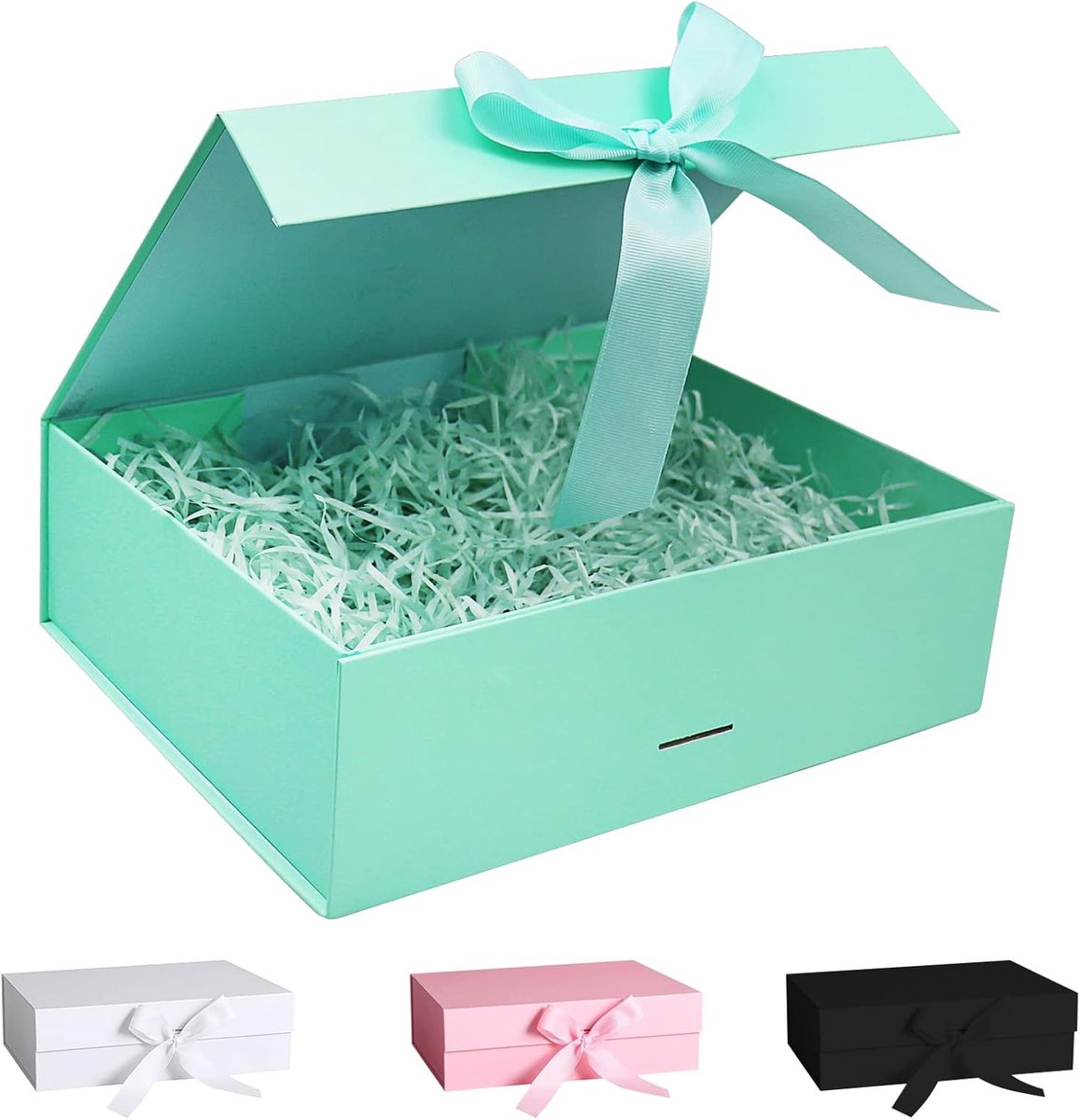 SnelShoppen - Gift Box met Deksel, Luxe Cadeau Doos met Blauwe Strik en Snippers, Magnetische Cadeaubox, Groot voor Verjaardag, Bruiloft, Kerst, Jubil