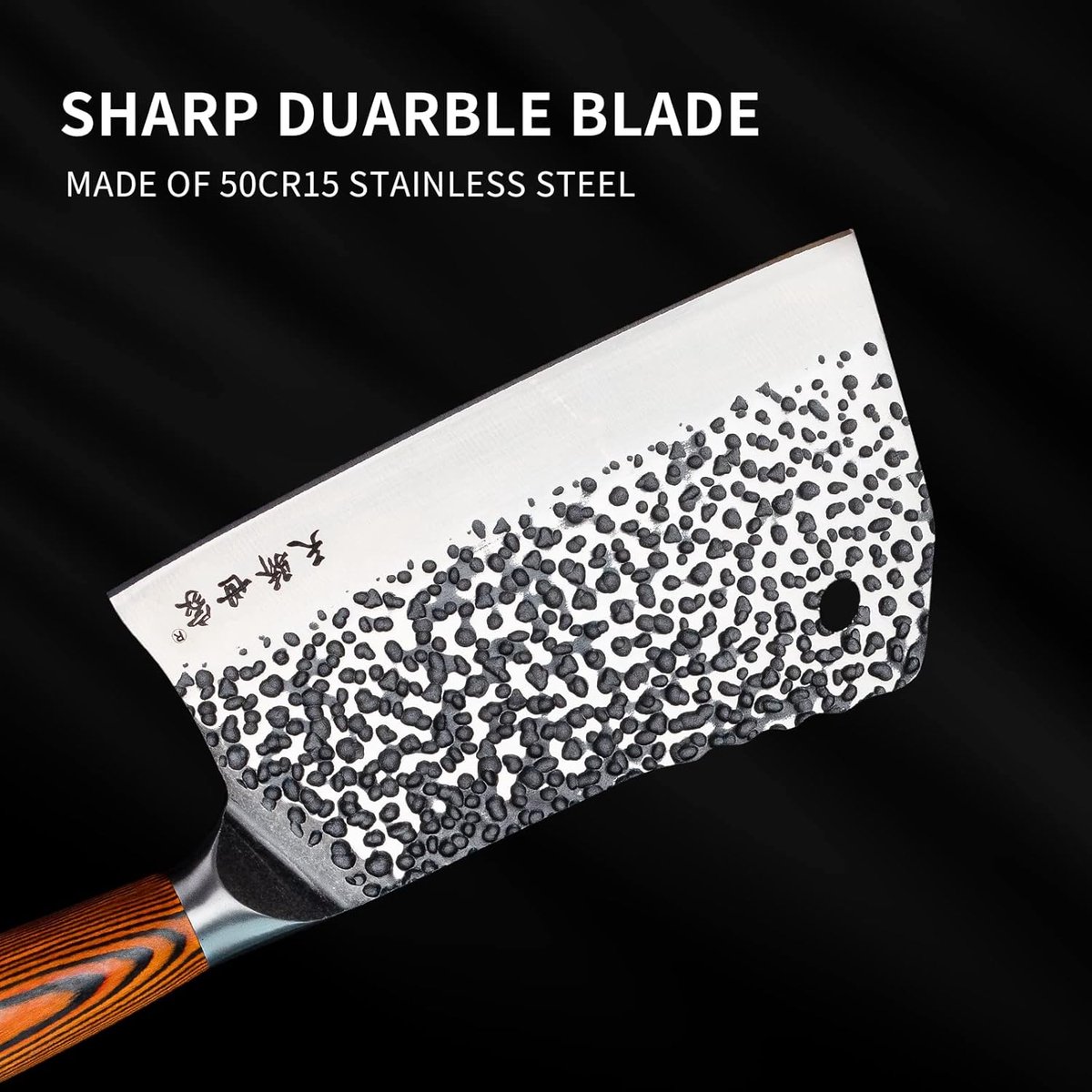 SnelShoppen - Professioneel Chinese Koksmes 19.2cm - Scherp Vol-Tang Vleesmes van 50Cr15 Staal - Handgemaakte Keuken Cleaver voor Koken en Restaurant