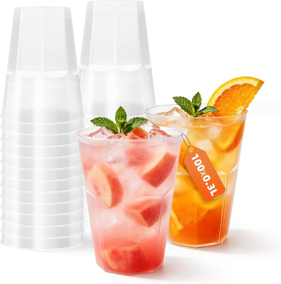 SnelShoppen - Party Cups Set van 100 - 300 ml - Herbruikbare, Vaatwasserbestendige en Schokbestendige Drinkbekers voor Feesten, Bruiloften, Kinderen e