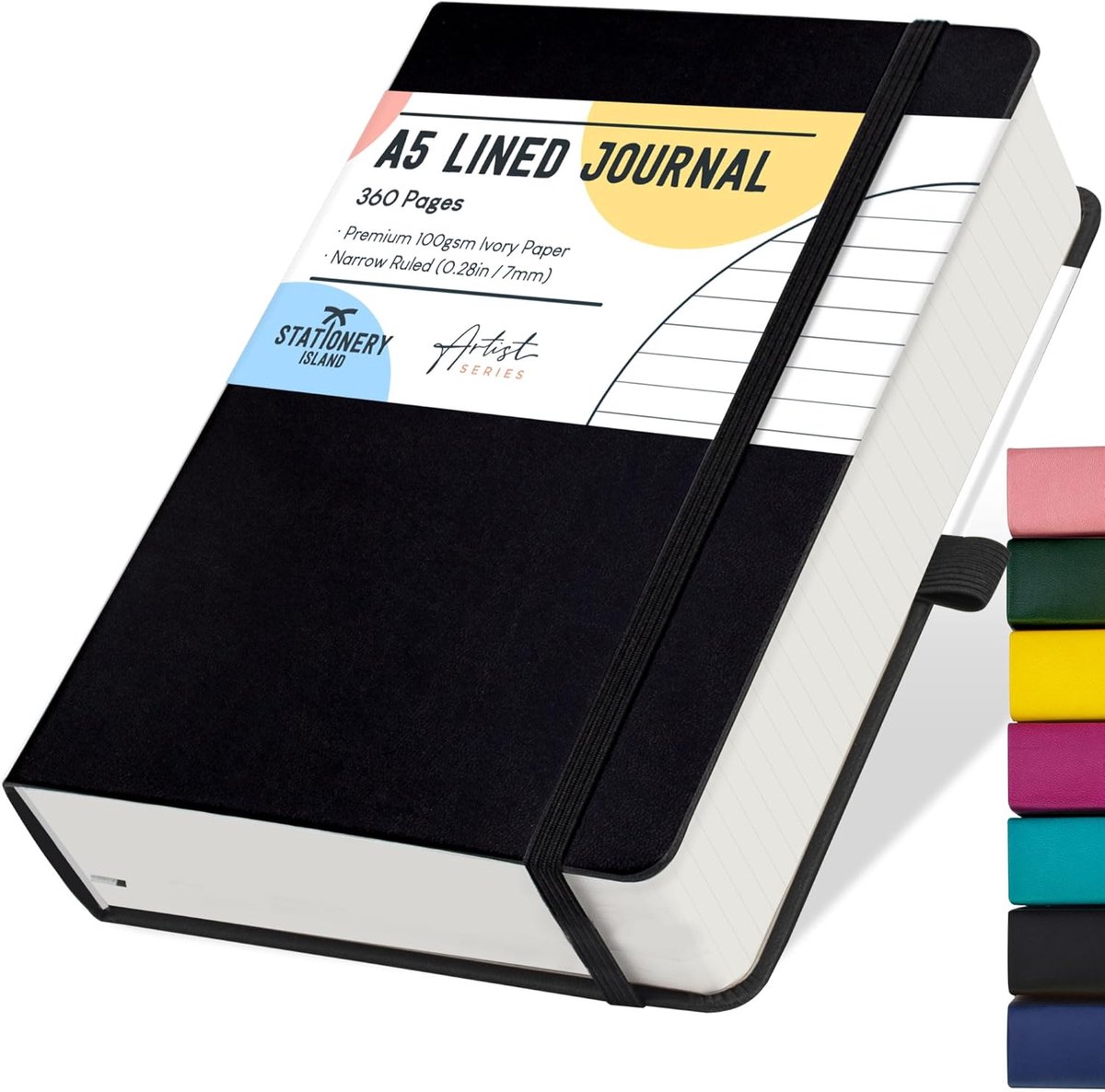 SnelShoppen - A5 Notitieboek - 360 Pagina's - Dikke Lijn Notebook - Zwart Hardcover - 100gsm Papier voor Schrijven, Werken, Studeren