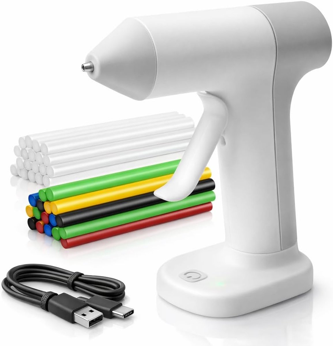 SnelShoppen - Mini Lijmpistool Draadloos met Accu, 20 x 7 mm, Oplaadbaar USB-C, Snelle Verwarming in 30 Seconden, Anti-Druppel Mondstuk voor DIY, Crea