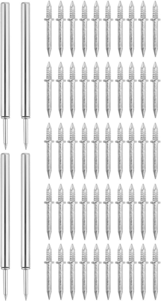SnelShoppen - 400 Stuks Dubbelkopige Spijkers, Naalden voor Plinten en Fineer Meubels, Roestvrij en Galvanized, 27 mm, Makkelijk te Installeren, Sterk