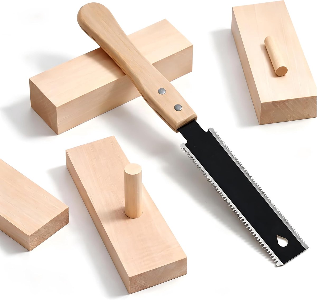 SnelShoppen - Japanse handzaag met dubbele snijkant 11/17 DPI, SK5 hoogwaardig koolstofstaal, ergonomische beukenhouten handgreep, trekzaag voor houtb
