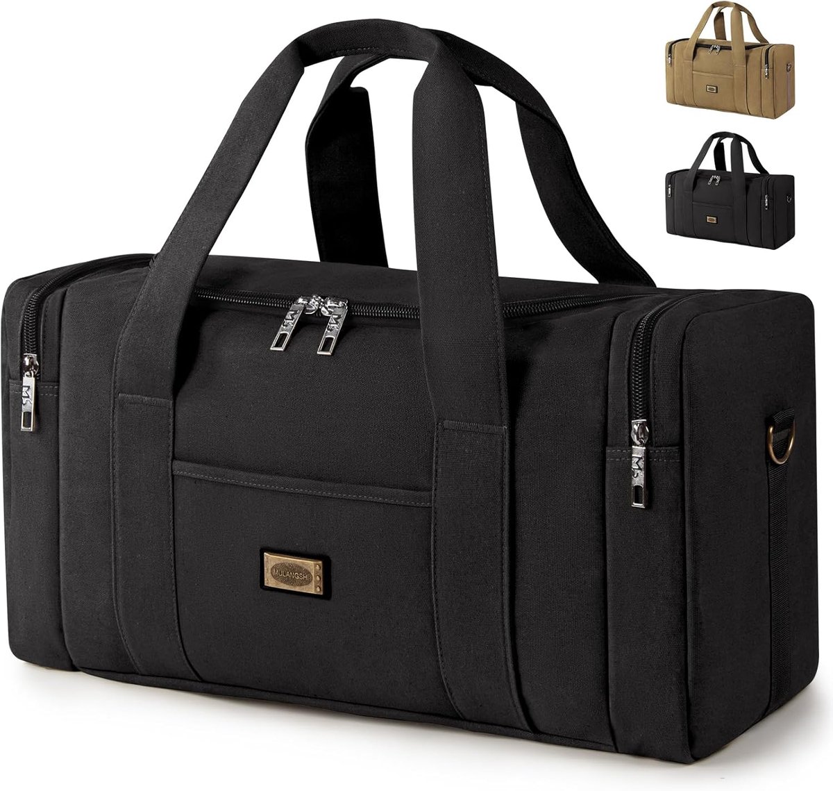 SnelShoppen - Grote Retro Unisex Canvas Reisbag - 38L Sporttas Weekendtas voor Vliegtuig, Zakenreis, Kamperen, Zwart