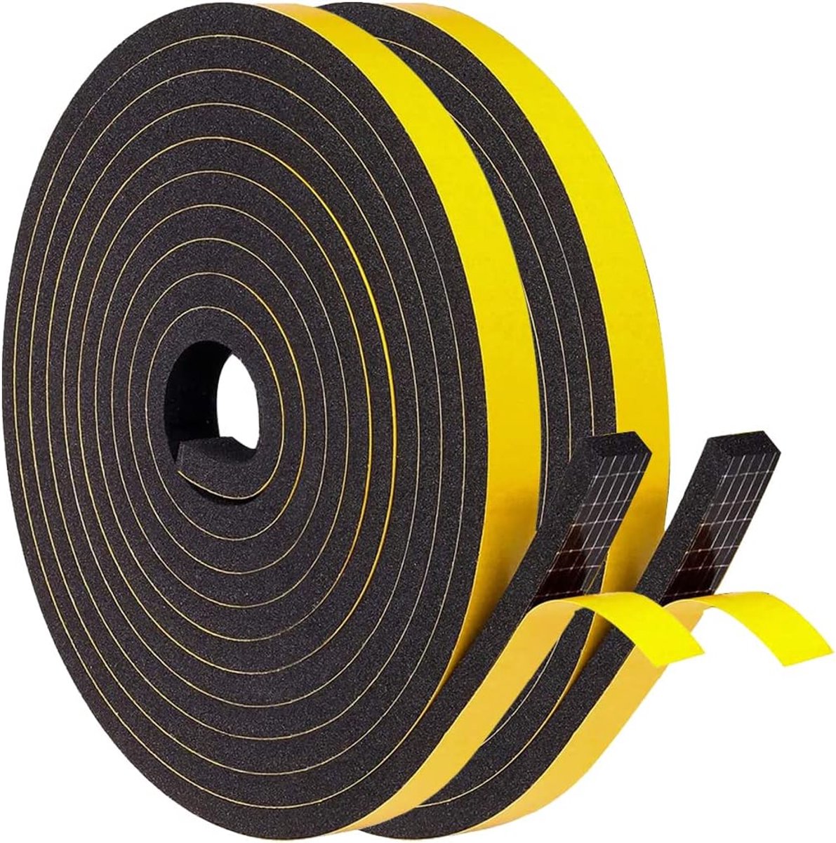 SnelShoppen - Tochtstopper Zelfklevend 12mm(W) x 6mm(T)/12m (L) voor Deur en Raam, Geluiddicht, Waterdicht, Stofdicht, Zwart - Ideaal tegen Koude Toch