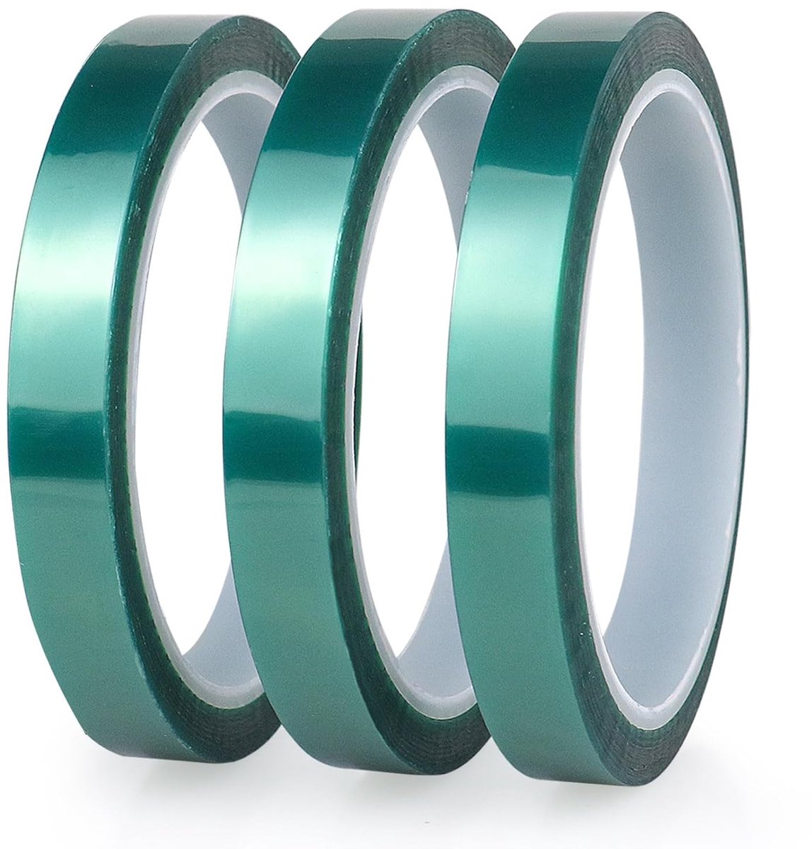 SnelShoppen - 3 Rollen 10mmx33m Warmtebestendige Tape, Hoge Temperatuur Isolatietape, Groene PET Tape voor Sublimatie, 3D Printers en Elektronische Ci