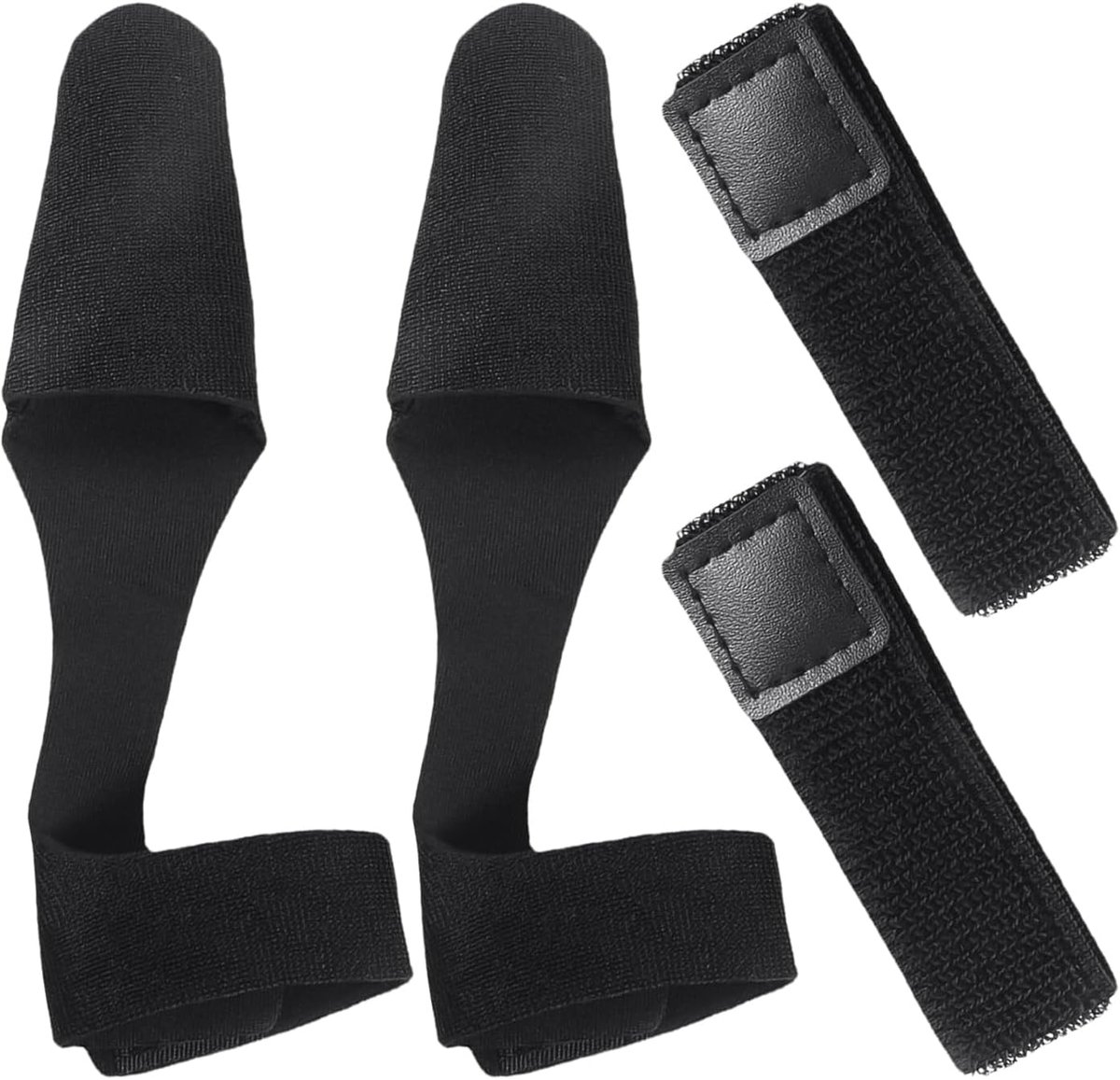SnelShoppen - 2-delige Hengel Straps en Bescherm Caps, Hengel Accessoires, Zwart, 21x2.5 cm en 14x13.5 cm, Perfect voor Vissen, Bescherming van Hengel