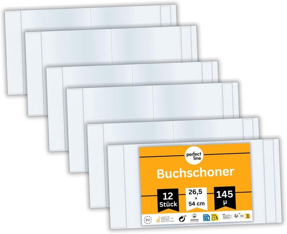 SnelShoppen - 12 Boekhoezen 26 cm Hoog - Extra Sterk Polypropyleen - Transparante Boekomslagen - Wasbaar - Geschikt voor Boeken tot 54 cm Breed