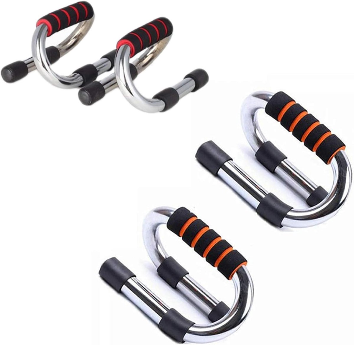 SnelShoppen - Push Up Stand Bar voor Thuis Gym - Ergonomisch & Lichtgewicht - Foam Handgrepen - Stalen Constructie - Oranje - Ideaal voor Triceps, Sch