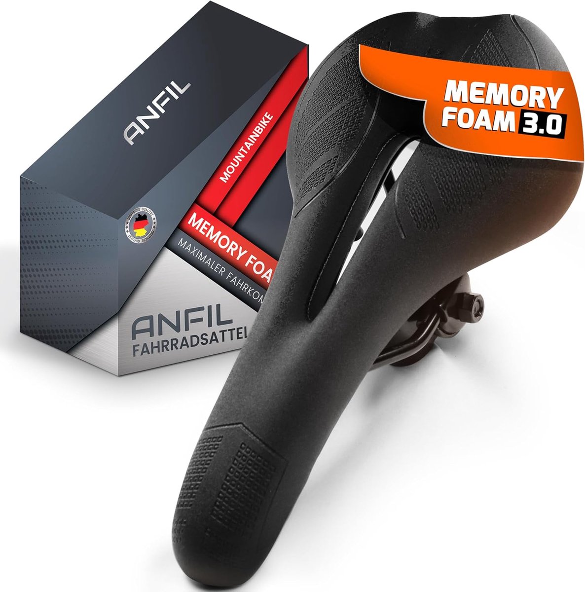 SnelShoppen - Ergonomische Fietszadel voor Maximale Comfort, Memory Foam 3.0, Voor Mannen en Vrouwen, Zacht en Comfortabel, Geoptimaliseerde Drukverde