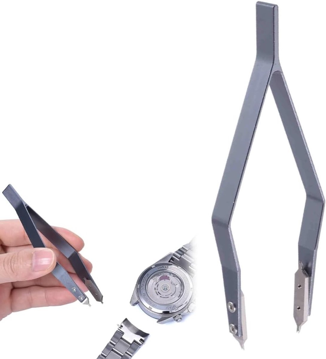 Tool en reparatieset - horlogemaker veertweezers - grijs - precisie V-vorm voor veilig gebruik - SnelShoppen