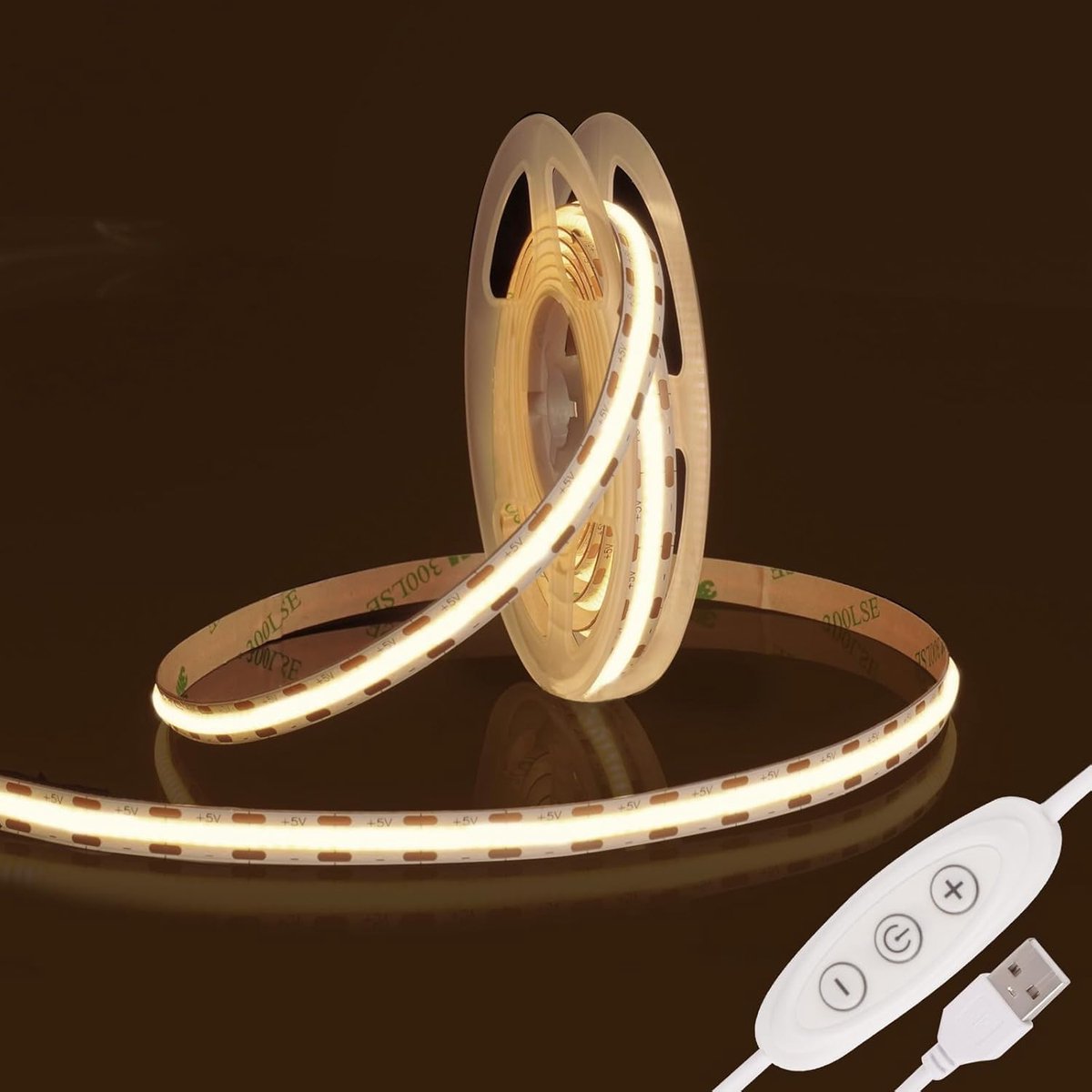 SnelShoppen - COB LED Strip Light 2m USB TV Backlight Dimmable 4000K Neutraal Wit 960LEDs CRI90+ Flexibele LED Tape voor Keuken, Slaapkamer, Badkamer,