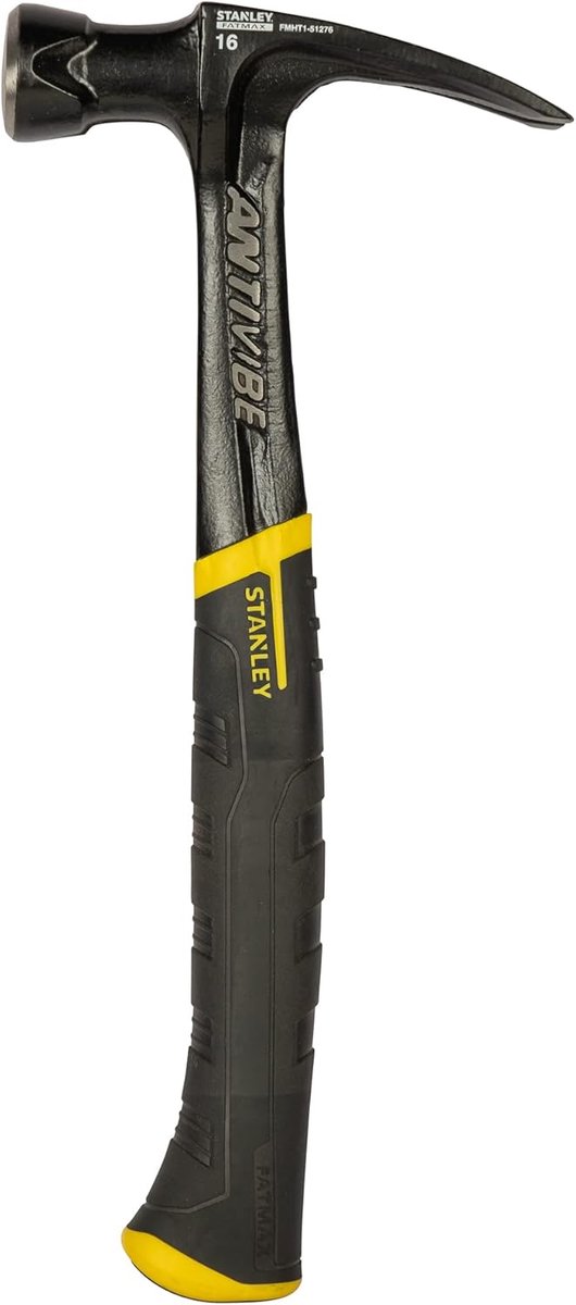 SnelShoppen - Heavy Duty Rip Claw Hamer 450g (16oz) - AntiVibe, Staal, Zwart/Geel, Perfect voor Klussen, Tuinwerk en Verbouwingen